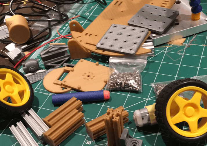 Motors, wheels and 3D printed robot chassis