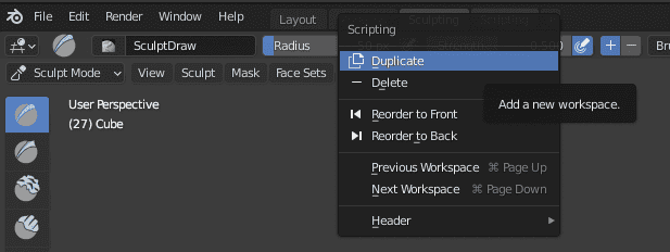 Deleting Blender Workspace Tabs