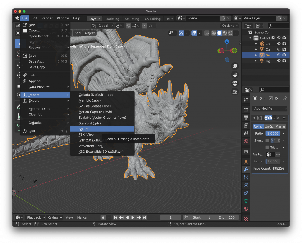 Importing Lost Adventures Dragon into Blender