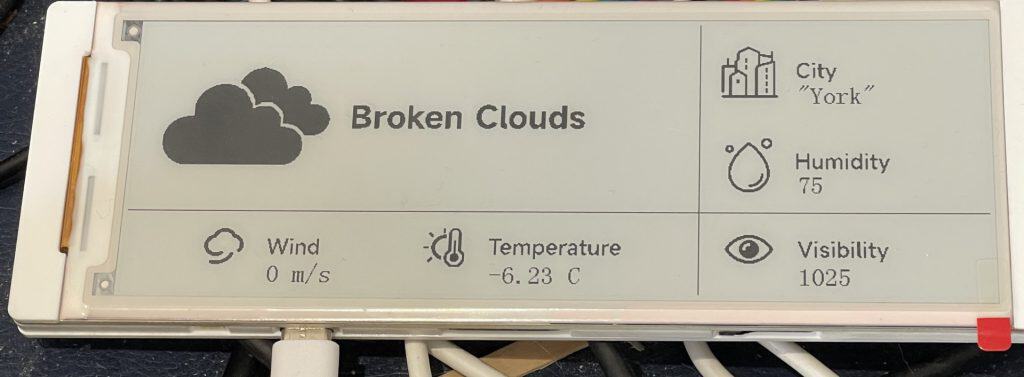 Weather display with weather icons and environmental data at Maker Hacks.