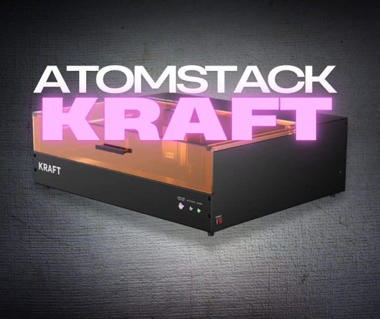 High-resolution Atomstack Kraft laser engraver with neon glow lighting for precise DIY crafting.