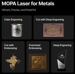 Mopa (Matrix of Pulse Amplitude) technology allows the laser to modify how it fires, the pulse frequency and pulse width