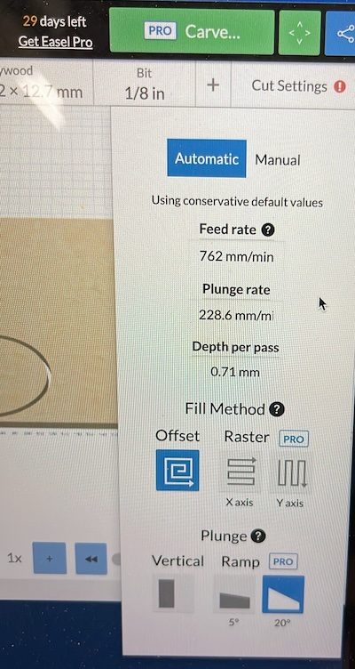 Precise CNC engraving settings on Maker Hacks’ 3D printer control interface.