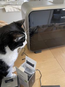 Eufymake desktop uv printer plus cat for scale