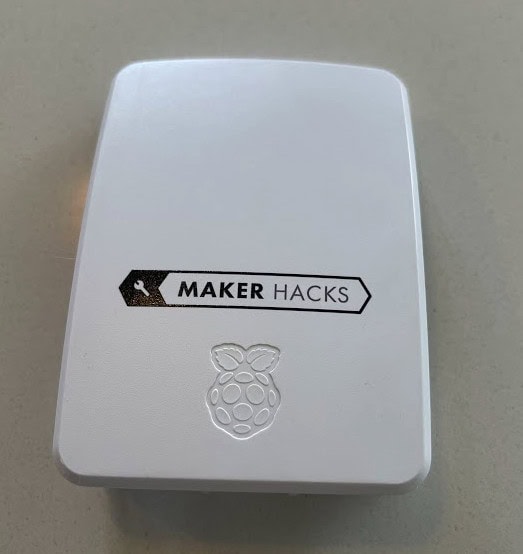 Raspberry Pi case with eufyMake printed Maker Hacks logo