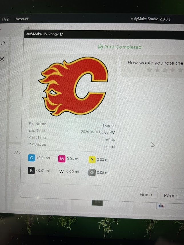 Calgary Flames logo printed with eufyMake UV printer