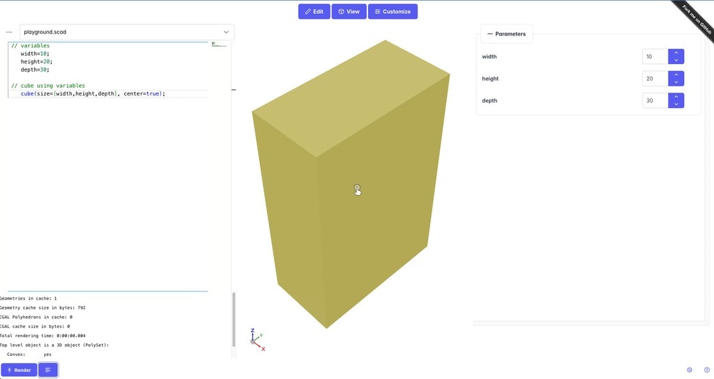 OpenSCAD Playground