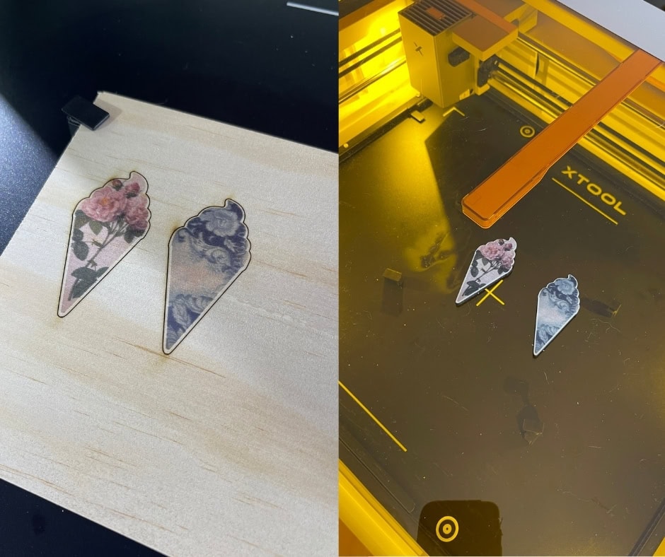 Printing and laser cutting on plywood does work.