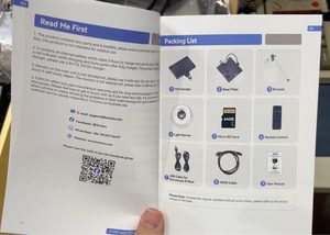 TOMLOV DM9 Max quick start guide open at the packing list