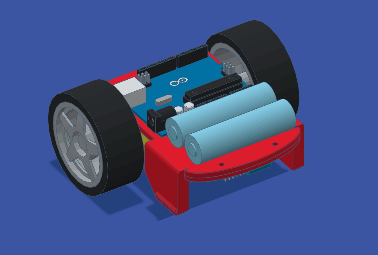 Compact Arduino robot chassis with the Uno and two 18650 cells on top