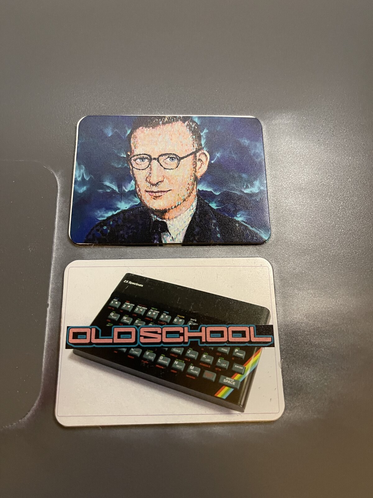 Clive Sinclair and ZX Spectrum magnets printed on the xTool O1 Omni