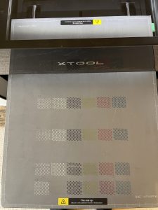 xTool O1 Omni nozzle check sheet with gaps in the white blocks and the UV row