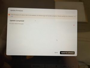 xTool Studio saying update completed while the firmware shows a failed update